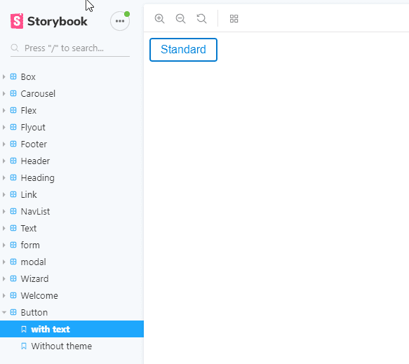 Storybook default screen